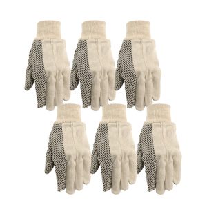 Dotted Grip Canvas Gloves, 6 Pair Pack