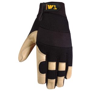 Men's Hybrid Leather Palm Adjustable Work Gloves