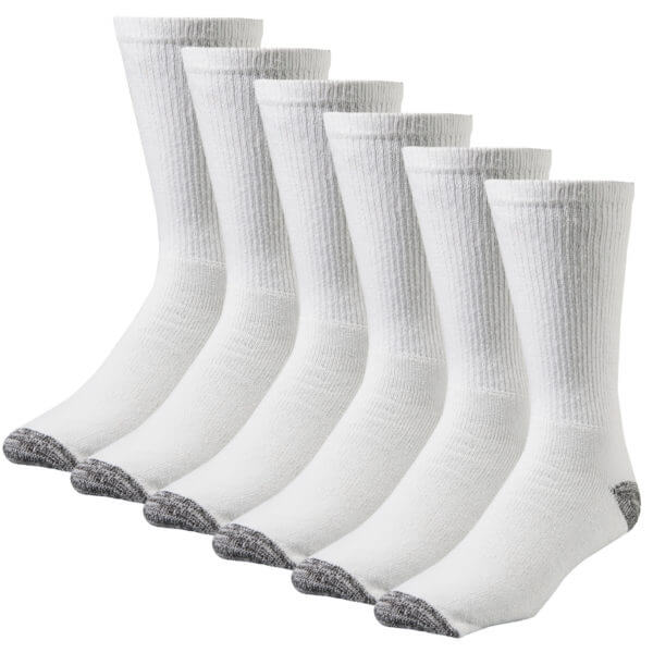 Wells Lamont | White Cotton Comfort Crew Socks, 6 Pair Pack