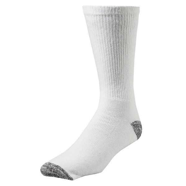 Wells Lamont | White Cotton Comfort Crew Socks, 6 Pair Pack