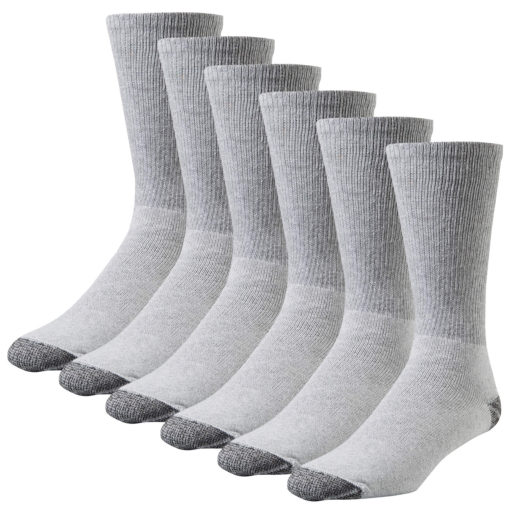 Wells Lamont | Gray Cotton Comfort Crew Socks, 6 Pair Pack