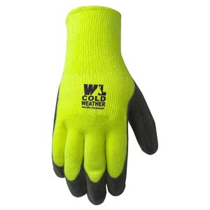 Men’s Thermal Knit Hi-Visibility Latex Grip Winter Gloves