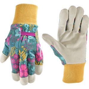 Women's Cowhide Leather Palm Knit Wrist