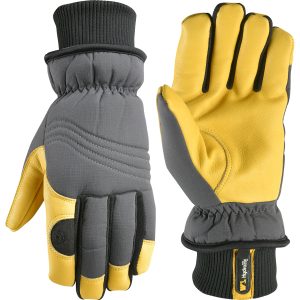 HydraHyde Insulated Grain Cowhide Leather Hybrid Glove, Gray